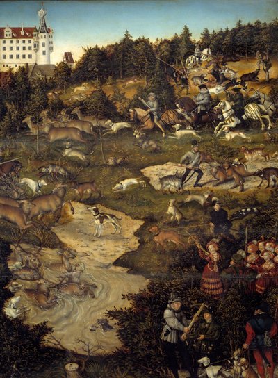 Caza en honor de Carlos V en el Castillo de Torgau (Alemania) (detalle). Pintura de Lucas Cranach (1472-1553) de Lucas the Elder Cranach