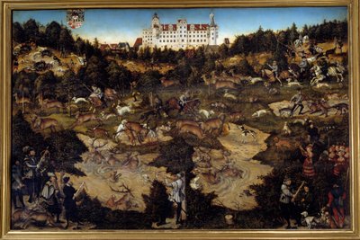 Caza en honor de Carlos V en el Castillo de Torgau (Alemania) de Lucas the Elder Cranach