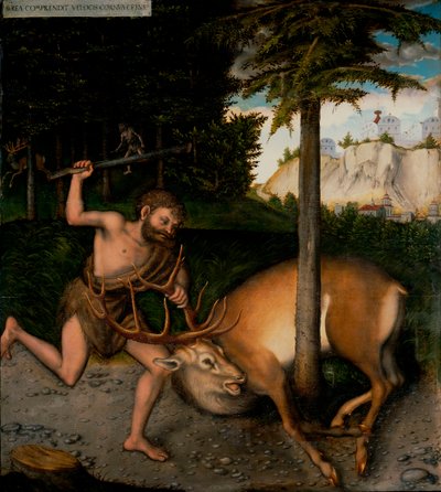 Los trabajos de Hércules: Hércules y la cierva de Cerinia (de Los Trabajos de Hércules) de Lucas the Elder Cranach