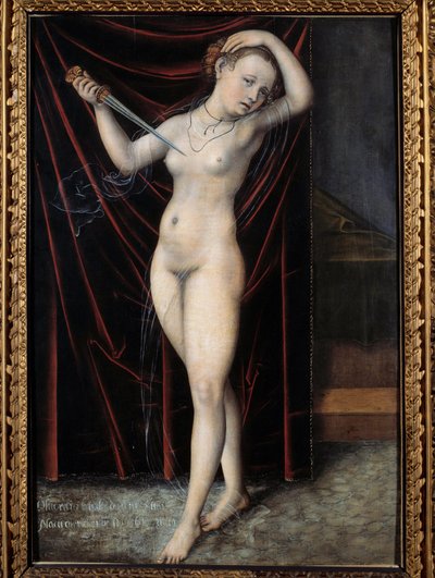 Lucrecia dándose muerte (pintura de Lucas Cranach) de Lucas the Elder Cranach