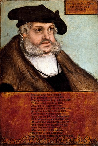 Retrato de Federico III el Sabio, Gran Elector de Sajonia de Lucas the Elder Cranach