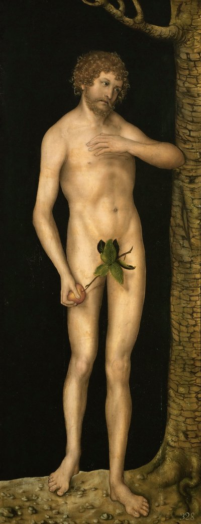 La caída del hombre: Adán de Lucas the Elder Cranach