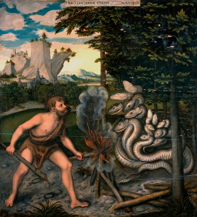 Trabajos de Hércules: Hércules y la hidra de Lerna de Lucas the Elder Cranach