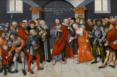 Cristo y la mujer sorprendida en adulterio de Lucas the Younger Cranach