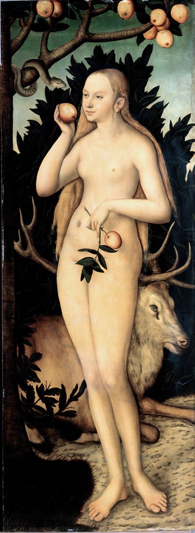 ""Eva"" Pintura de Lucas Cranach II el joven (1515-1586) Posterior a 1537 Dim 171 x 63 cm Alemania Dresde State Art Collections de Lucas the Younger Cranach