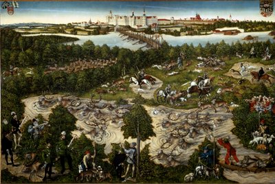 Caza de ciervos del Elector Juan Federico de Lucas the Younger Cranach