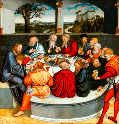 La última cena (con Lutero entre los apóstoles) de Lucas the Younger Cranach