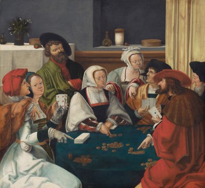 Los jugadores de cartas, probablemente c.1550-99 (óleo sobre lienzo) de Lucas van (after) Leyden