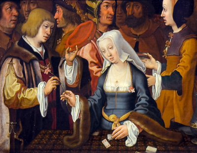 El Lector de Cartas, finales del siglo XVI-principios del XVII (Óleo sobre madera) de Lucas van (after) Leyden