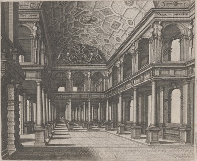 Vista de un Salón con Columnas Toscanas de Lucas van Doetechum and Johannes