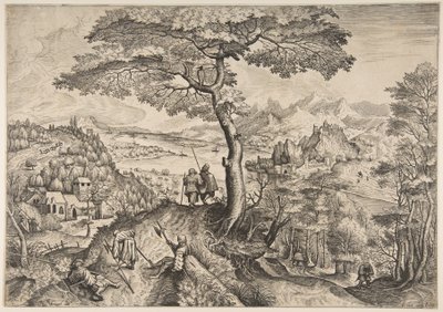 Soldados en descanso Milites Requiescentes de Los Grandes Paisajes, ca. 1555-56 de Lucas van Doetecum