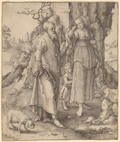 Abraham repudiando a Agar de Lucas van Leyden