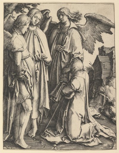 Abraham y tres ángeles de Lucas van Leyden