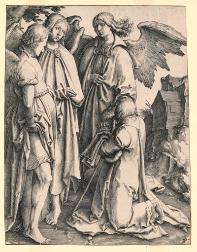 Abraham y los tres ángeles de Lucas van Leyden