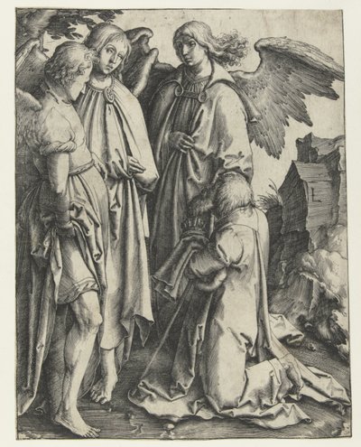 Abraham y los tres ángeles de Lucas van Leyden