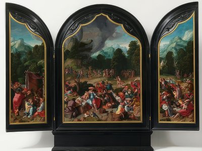 Adoración del Becerro de Oro. Alrededor de 1530 de Lucas van Leyden