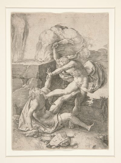 Caín matando a Abel, de la Historia de Adán y Eva de Lucas van Leyden
