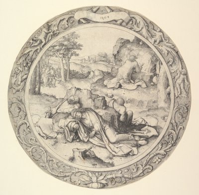 Cristo en el Monte de los Olivos, de la Pasión Circular, 1509 de Lucas van Leyden