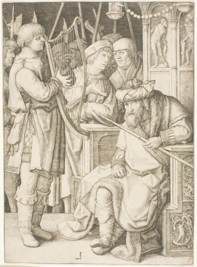 David tocando el arpa ante Saúl de Lucas van Leyden