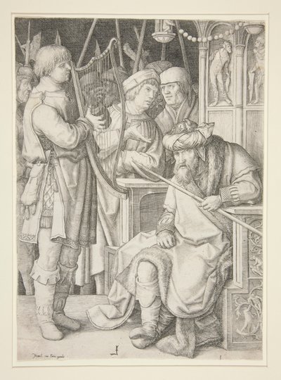 David tocando el arpa ante Saúl de Lucas van Leyden