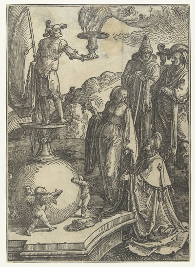 La idolatría de Salomón Serie pequeña Listas de mujeres (título de la serie) de Lucas van Leyden