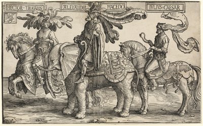 Héctor de Troya, Alejandro de Macedonia, Julio César, de Los Nueve Héroes de Lucas van Leyden