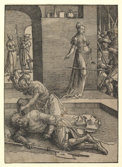 Jael matando a Sísara, sin marco ornamental, 1517 de Lucas van Leyden