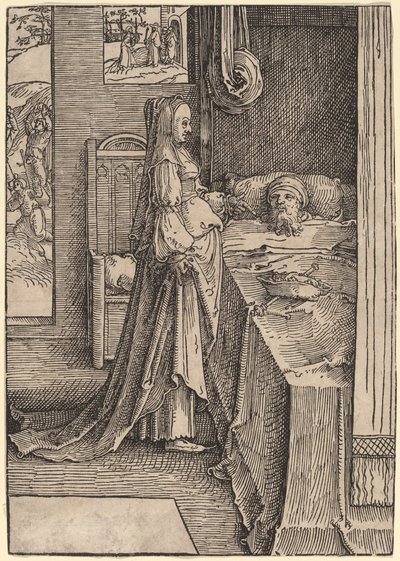 Jezabel prometiendo la viña de Nabot al rey Acab de Lucas van Leyden