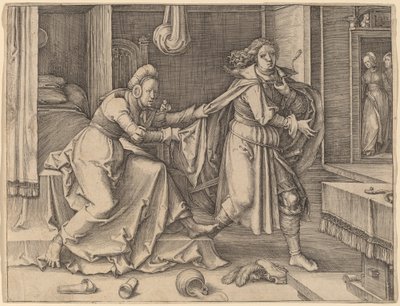 José escapando de la esposa de Potifar de Lucas van Leyden