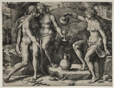 Lot y sus hijas, 1530 de Lucas van Leyden