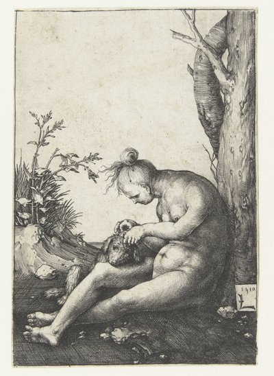 Mujer desnuda con perro de Lucas van Leyden