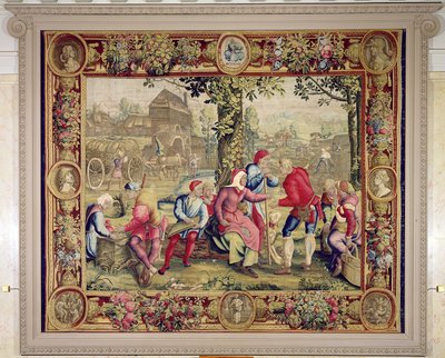Pagando a los cosechadores, Taller de Gobelinos (tapiz) de Lucas van Leyden