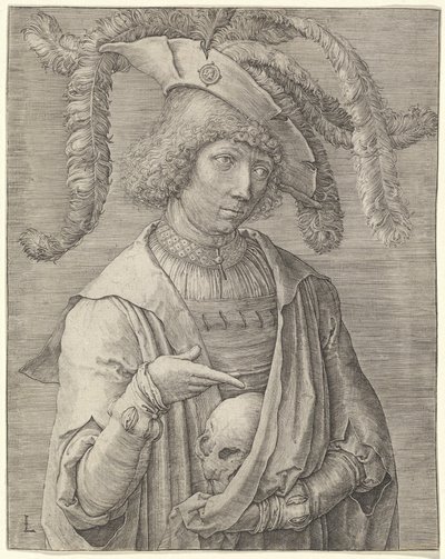 Retrato de un joven con una calavera de Lucas van Leyden