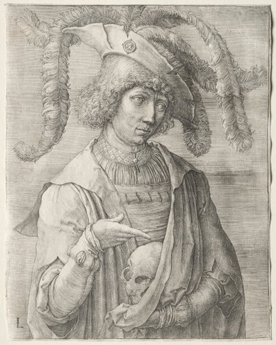 Retrato de un joven con una calavera, c. 1519 de Lucas van Leyden