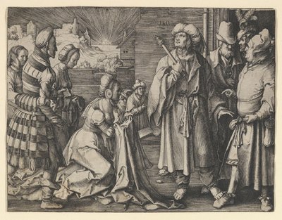 La esposa de Potifar acusa a José, 1512 de Lucas van Leyden
