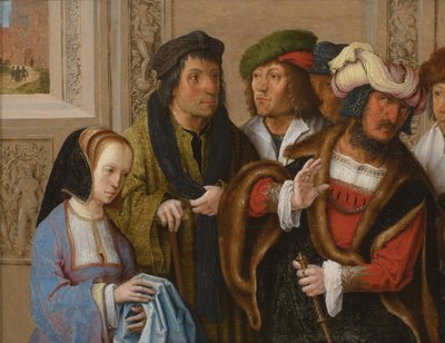 La esposa de Potifar muestra la prenda de José de Lucas van Leyden