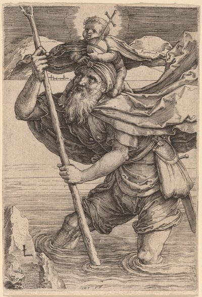San Cristóbal llevando al Niño Cristo de Lucas van Leyden
