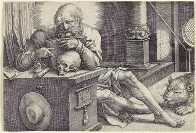 San Jerónimo en su estudio, 1521 de Lucas van Leyden