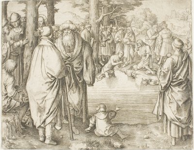 El bautismo de Cristo en el río Jordán de Lucas van Leyden
