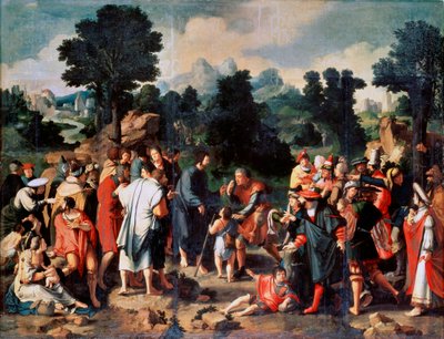La Curación del Ciego de Jericó, Panel Central, 1531 de Lucas van Leyden