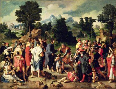 La Curación del Ciego de Jericó, panel central del tríptico, 1531 de Lucas van Leyden