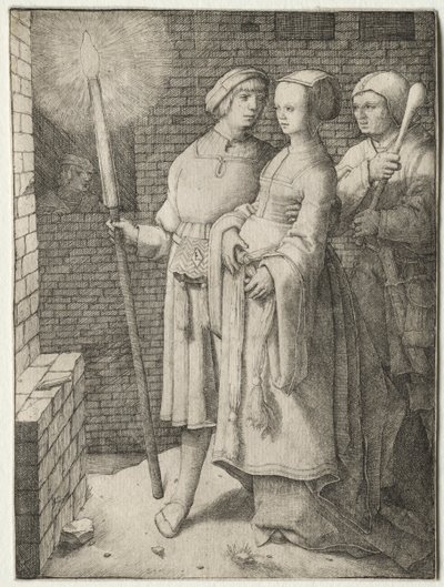 El Hombre con la Antorcha y una Mujer Seguidos por un Tonto de Lucas van Leyden