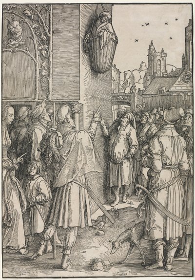 El poder de las mujeres: El poeta Virgilio suspendido en una cesta de Lucas van Leyden