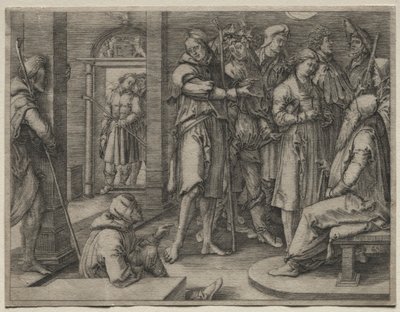 La historia de José: José interpreta su sueño a Jacob, 1512 de Lucas van Leyden