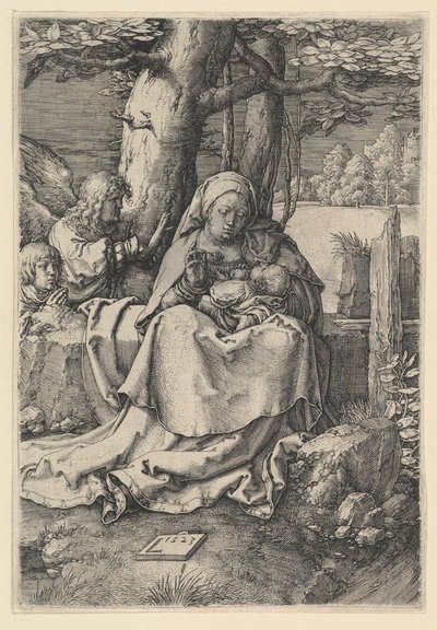 La Virgen y el Niño con dos ángeles, 1523 de Lucas van Leyden