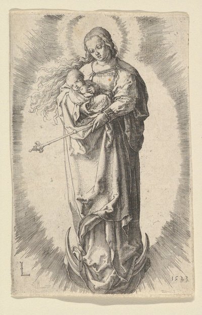 La Virgen con el Niño en la media luna, 1523 de Lucas van Leyden