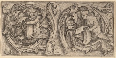 Tritón y sirena en zarcillos de Lucas van Leyden