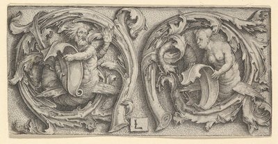 Tritón y Sirena en Zarcillos, ca. 1510 de Lucas van Leyden
