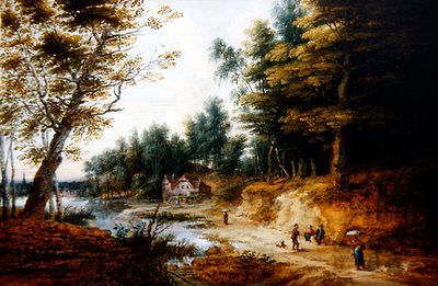 Un paisaje boscoso de Lucas van Uden