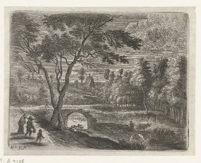 Paisaje con una ruina de un puente Pequeños paisajes (título de serie) de Lucas van Uden
